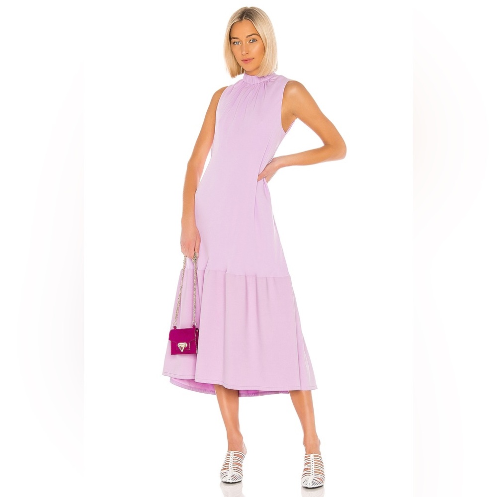 Tibi Modern Drape Sculpted Midi Dress in Mulberry NWT